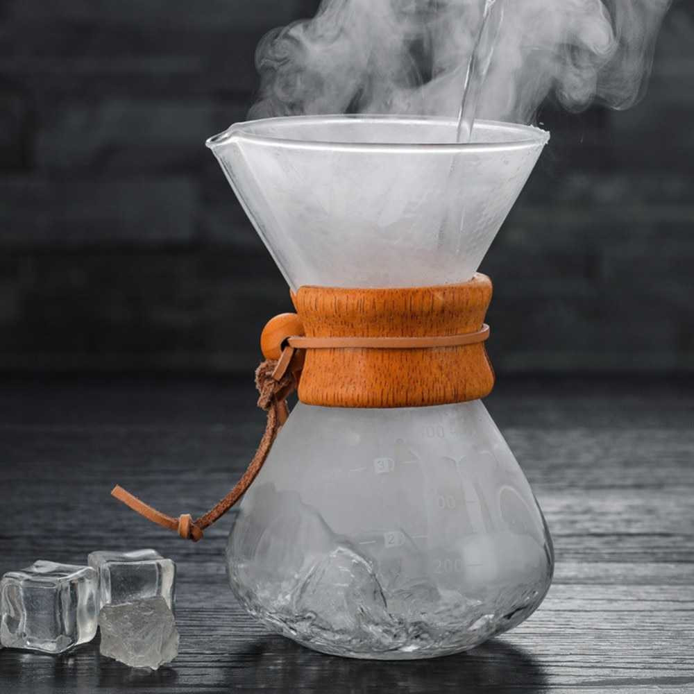 Chemex Coffee Server Kaca Dripper Pot Woodneck Pour Over Drip Kopi Manual Brew Teko V60