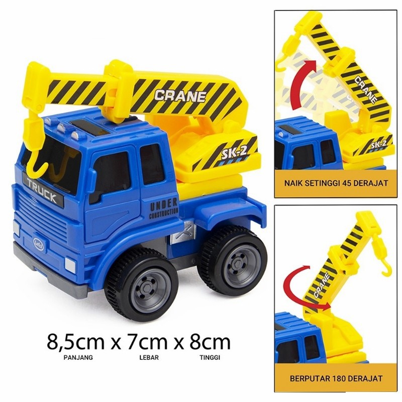 City Squad Mini Truck Crane Friction Power / Mainan Truk Derek Crane / Kado Anak Laki Mobil Diecast