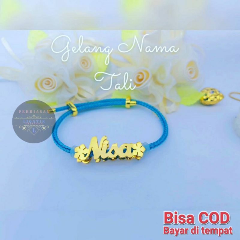GELANG TALI CUSTOM UKIR NAMA LAPIS EMAS 24K | ANTI KARAT DAN ANTI LUNTUR