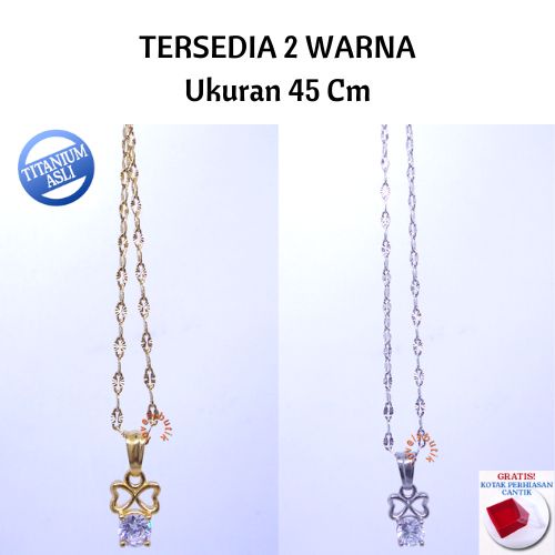 Lovelybutik - Kalung Titanium Anti Karat Selamanya Kalung Ella Wanita Titanium ukuran 45 cm Warna ( Silver ) ( Emas ) BONUS KOTAK PERHIASAN