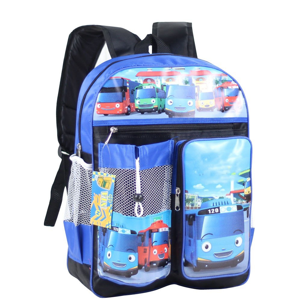 Backpack Anak Anak Karakter Little Bus Biru Tas Unik Tas Sekolah Nyaman di Punggung