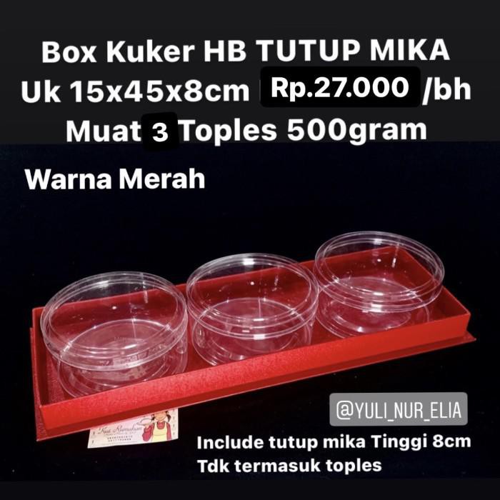 

New Ready Stock !!! Goodie Bag / Box Kuker Hb Tutup Mika Uk 15X45X8Cm Muat 3 Toples 500Gram - Merah