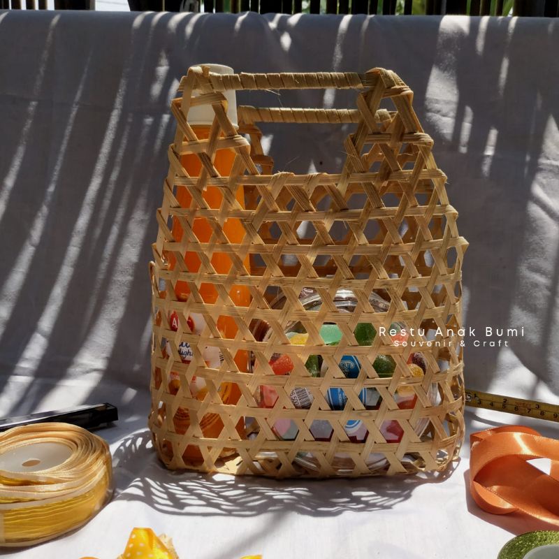 Tas Parsel bambu - tas yukensi cangking mini - Wadah snack bambu