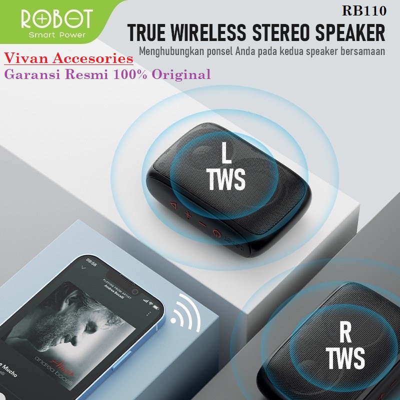 ROBOT RB110 Speaker Bluetooth 5.0 Mini Portable Support Micro SD &amp; USB