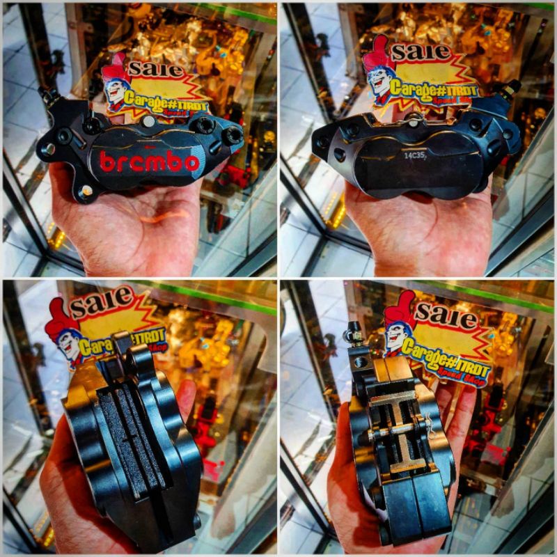 Kaliper Brembo Big 4 Pot 4P 4 Piston 1 Pin Axial Kiri CNC Gray Barcode Grade A10 Product Thailand Un