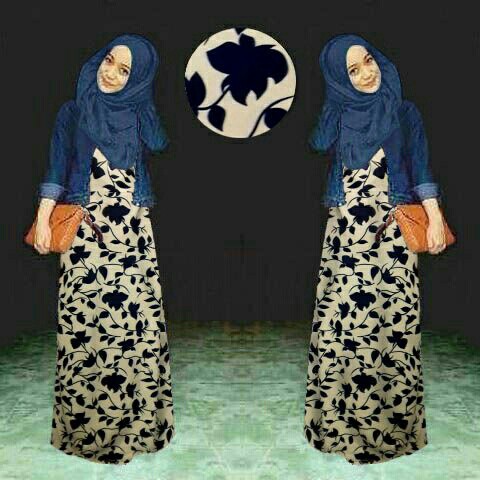 Set Naura Maxi Jeans Outer Hijabers Gamis Muslimah Terbaru A044