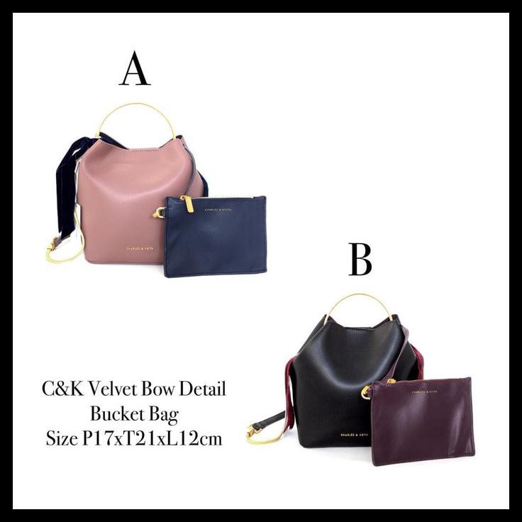 Ck Velvet Bow Detail Bucket Bag