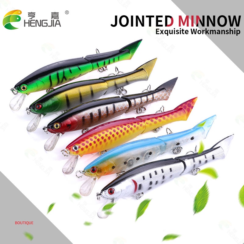 HENGJIA 6PCS/Lot Lifelike Artificial Crankbait Multi Jointed Fishing Lure 12cm/13.5g 2-segment Hard Bait 6# Hook Wobblers Sea Fishing Bait