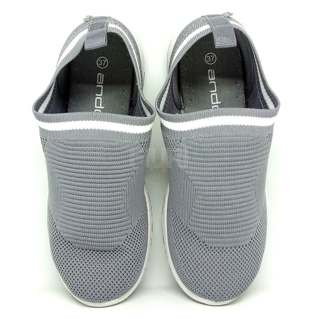 FIURI - ANDO Sierra Original Grey White - Sepatu Olahraga Lari Wanita - Sepatu Sekolah - Sepatu Ando - Sepatu Sneakers Kuliah Senam Gym Jogging Sport Wanita - Sepatu Casual - Sepatu Rajut Slip On - Fashion Wanita Sneakers Wanita