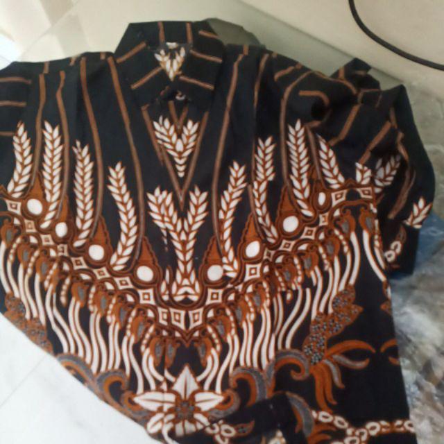 Asifa Batik Hrb026 Kenongo Kemeja Tosca Pendek Pekalongan Padi M L Xl Sogan Tulis Halus Kemeja Batik