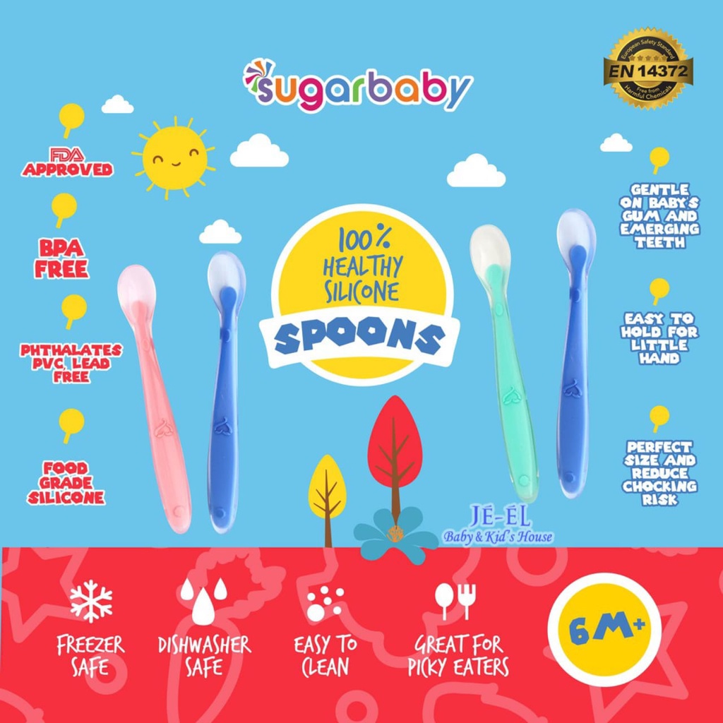 Sugar Baby Healthy Silicone Spoons /  Sendok Makan Bayi Silicone