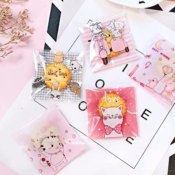 

[KODE PRODUK VQ356] 100pcs Plastik cookies 7x7 plastik kue lucu animal character plastik packing coo