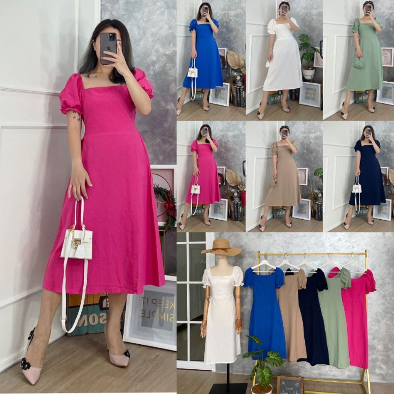 DRESS VALENTINE TERUSAN ALL SIZE BISA LD 86-112 BELAKANG KARET KERUT ADA PITA BISA DISESUAIKAN UKURANNYA FIT S TO XL BAHAN KATUN LINEN BERTEKSTUR TIDAK MENERAWANG