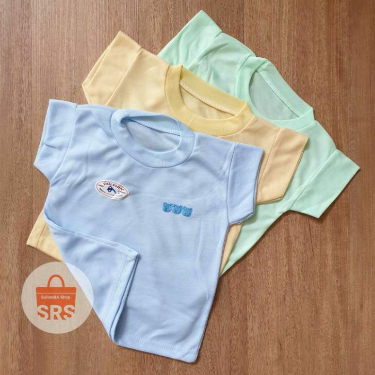 (3 Pcs) Kaos Oblong Bayi Polos E77 Size M, L, XL (6 - 24 Month) Bahan Tebal Kaos Baju Bayi