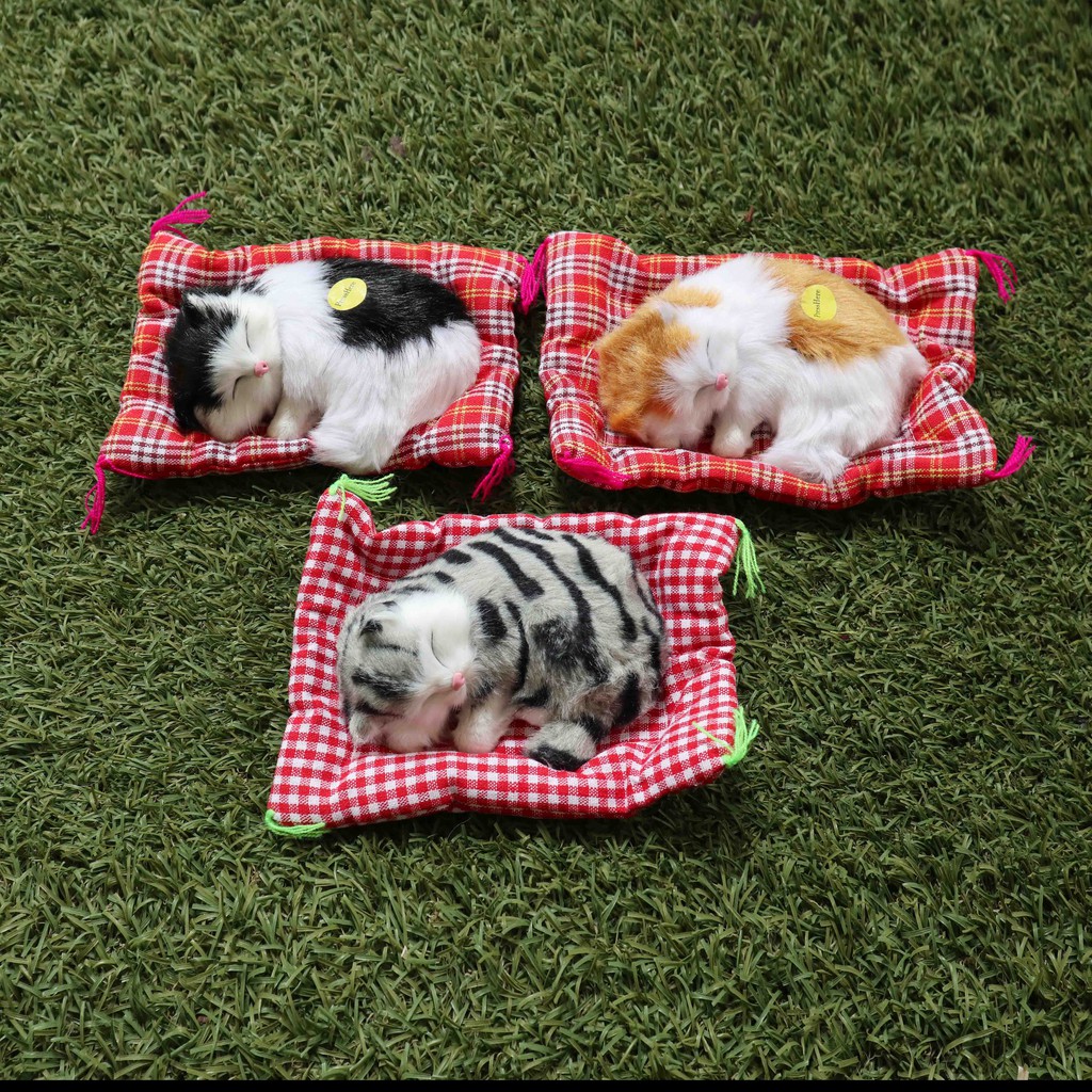 MCA mini cat pajangan boneka berbunyi breathing pet kucing tidur kecil