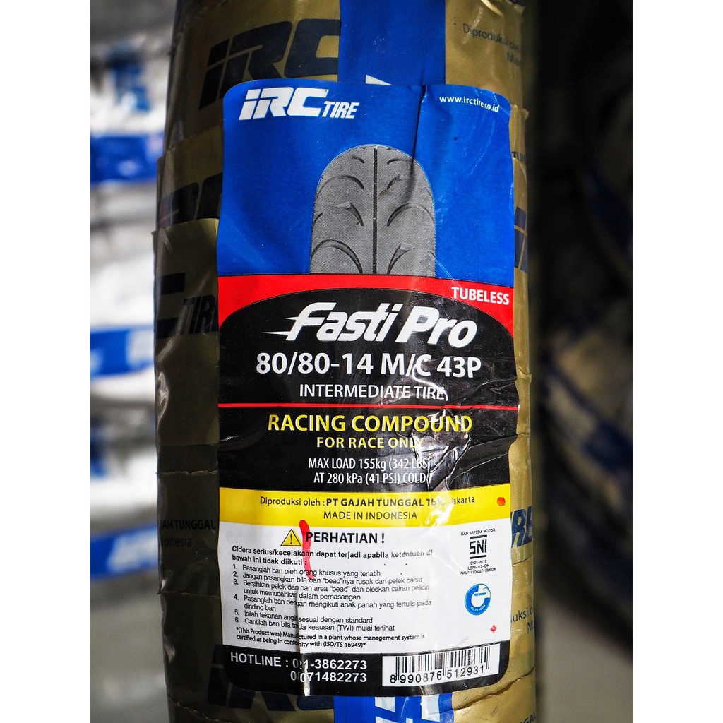 Ban Motor IRC FASTI PRO 80/80 ring 14 Tubeless