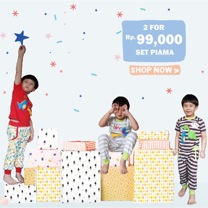Toadies - 2 set x Baju Tidur Anak 4-7 thn - Harem Pants Pajamas - Dino