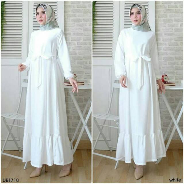 READY BRANDED ORIGINAL GAMIS SYARI UB 178 White Putih Bersih Polos