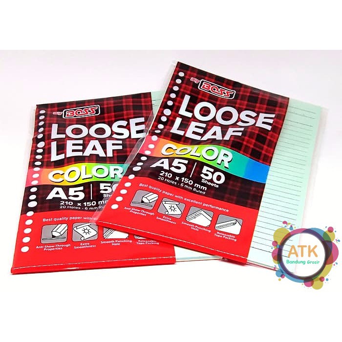 

Kertas Binder Big Boss Loose Leaf Color A5 50 Lembar
