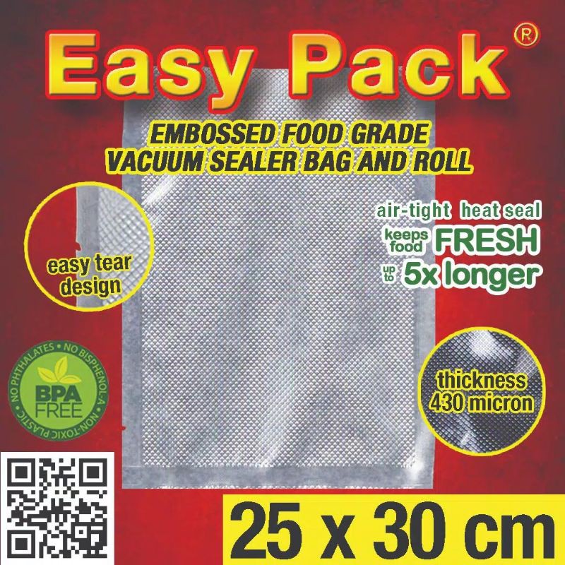 25x30 Plastic Vacuum Embossed Plastik Vacum Makanan Emboss Bag Easy Pack