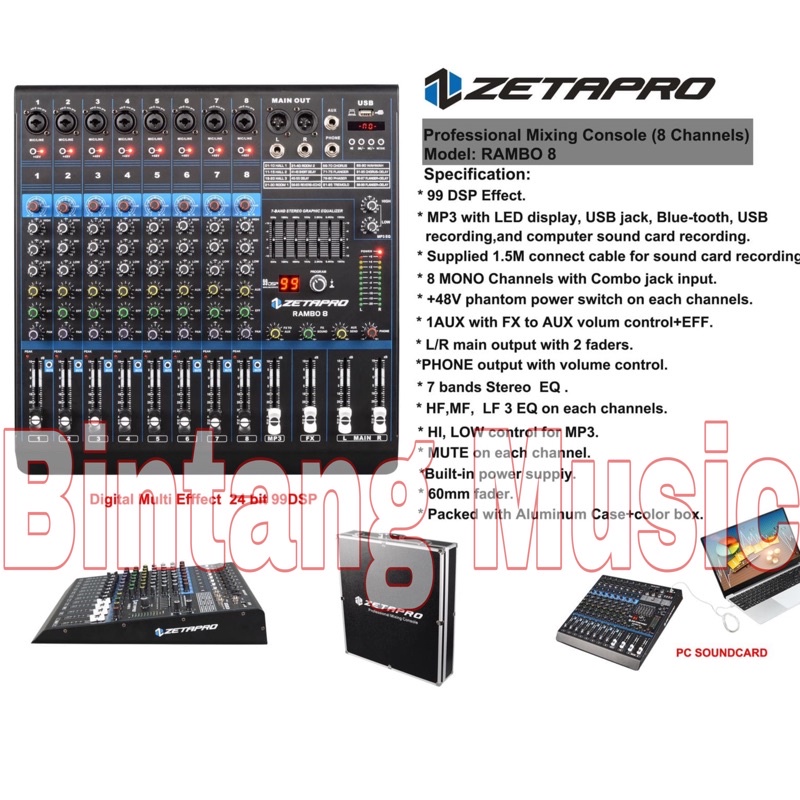 MIXER ZETAPRO RAMBO8 ORIGINAL RAMBO 8 CHANNEL zetapro rambo8