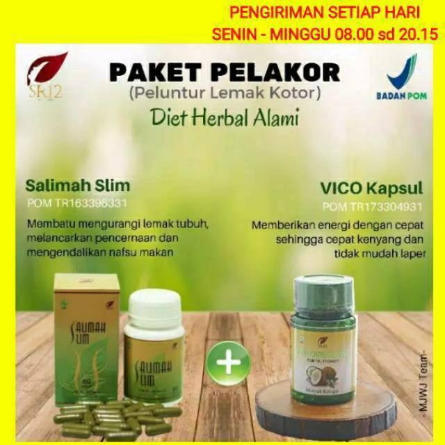 PAKET PELANGSING SR12 / SALIMAH SLIM + VCO ASLI BPOM / PAKET PELAKOR SR12