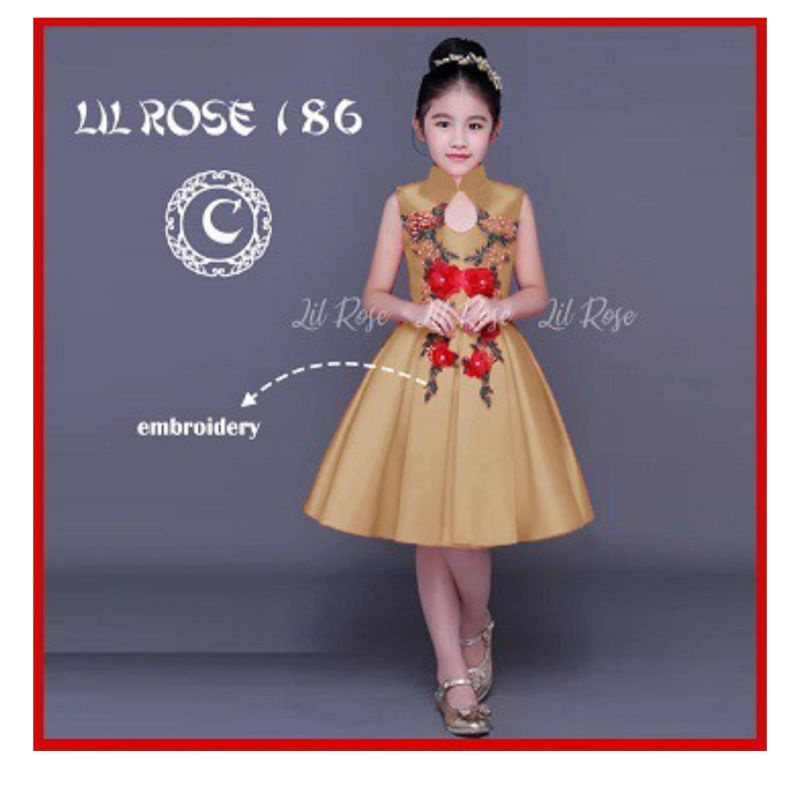 DKPS Baju Imlek Anak Kecil Dress Gaun Imlek Balita Cewek Perempuan 1 2 Tahun Murah Acara Hari Raya I