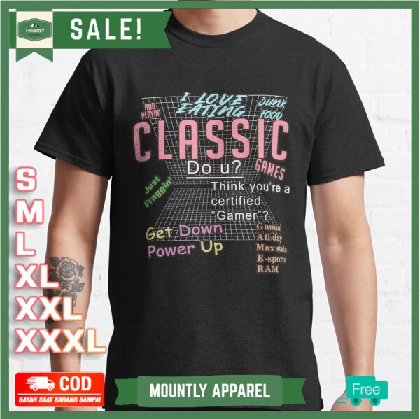 Kaos Baju I LOVE EATING junk food AND playing CLASSIC games T-shirt Premium