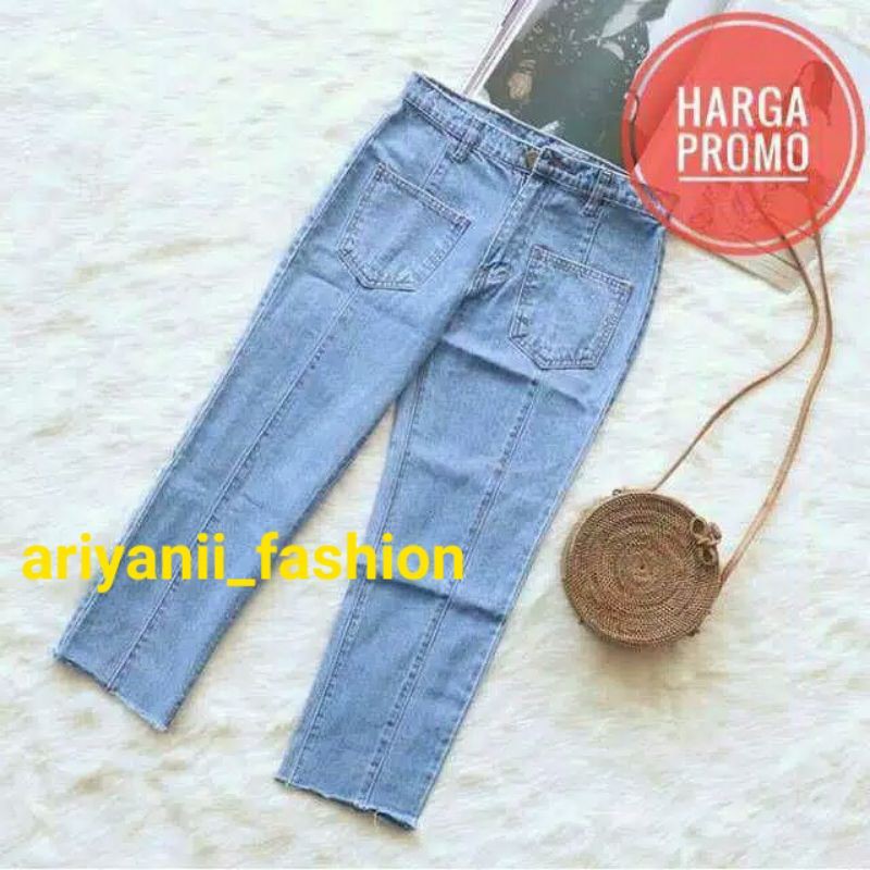 ARN - CELANA JEANS WANITA BOYFRIEND MURAH DENIM ORIGINAL WASHED Korean style Bisa COD