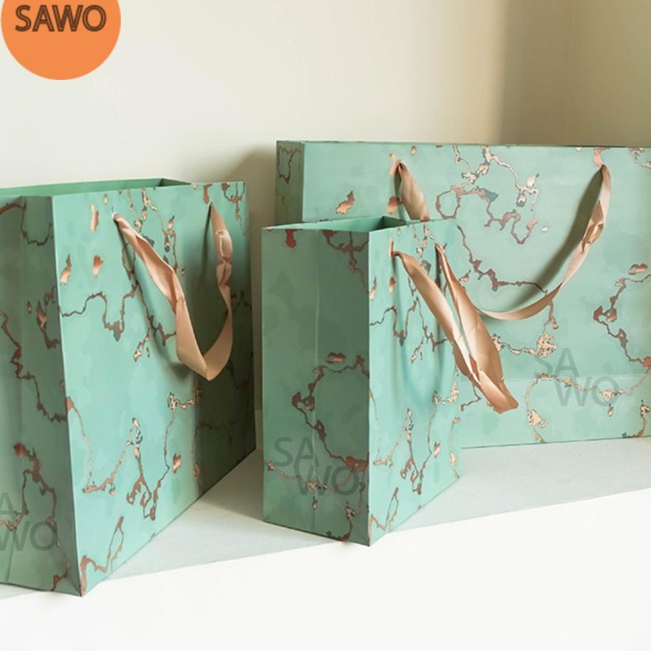 

Berkualitas Green Gold Marble Paper Bag Kantong Hadiah Tas Packaging Goodie