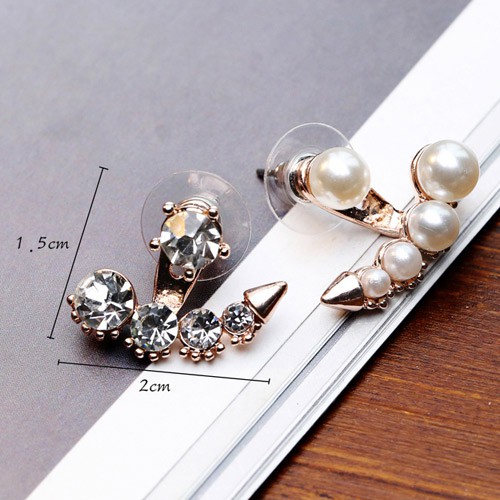 LRC Anting Tusuk Trendy Gold Color Peal&amp;diamond Decorated Anchor C54997