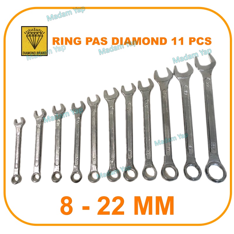 Diamond Kunci Ring Pas Set 11 Pcs Uk 8 - 24 MM/Kunci Ring Pas DIAMOND