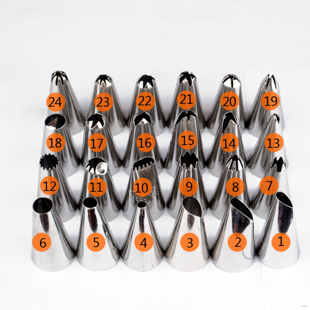 [ Random Type ] 10pcs Reusable Stainless Steel Icing Tip Pastry Tips Cake Decorating Supplies (Random Patterns)