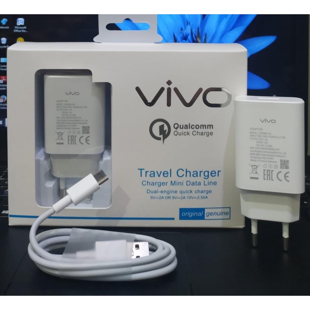 Charger Vivo Fast Charging Original 100% Tipe C v2323c-EU 33watt super