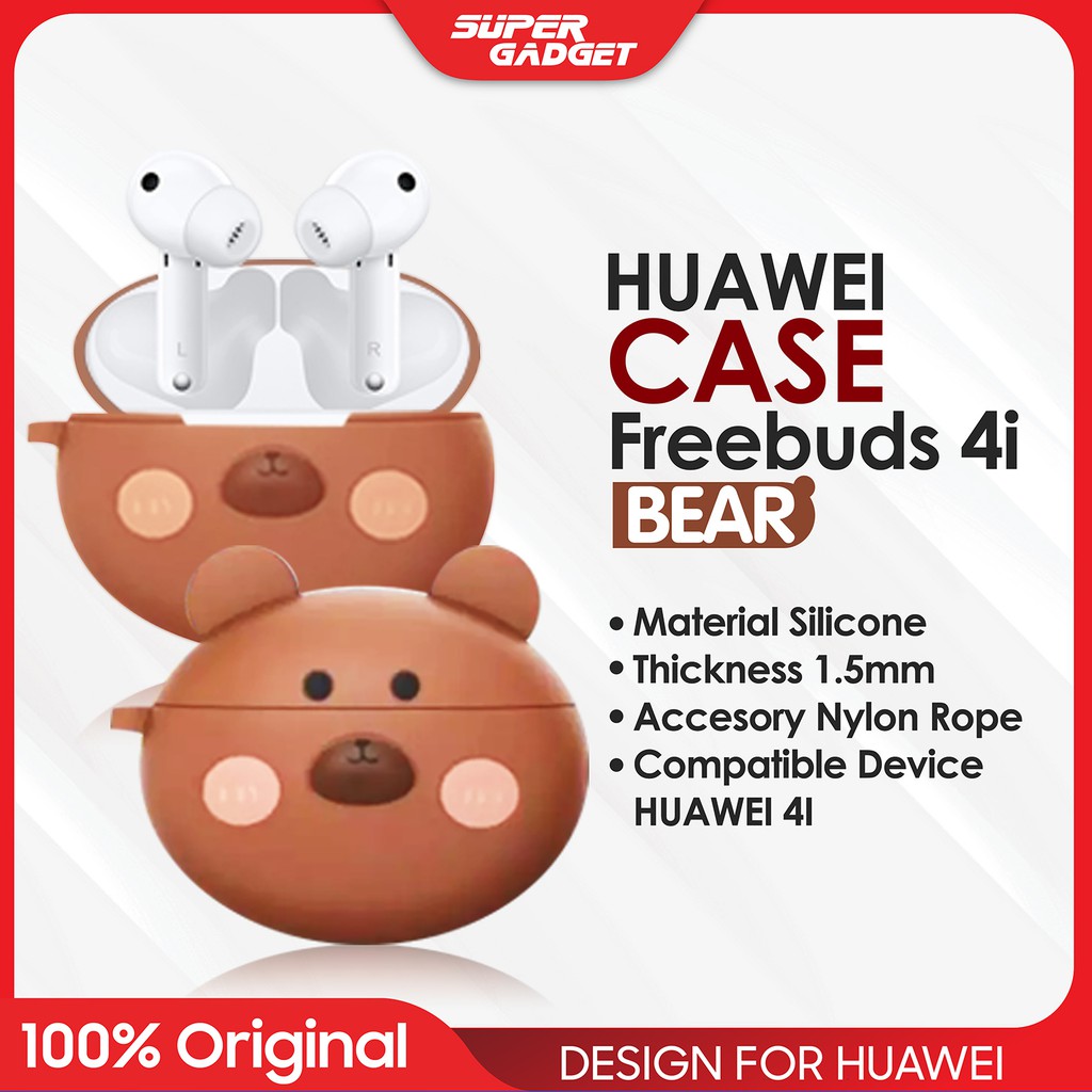 Casing Huawei Case Pelindung FREEBUDS 4i Silicone Cover Motif Kartun BEAR MOMAX Murah Original