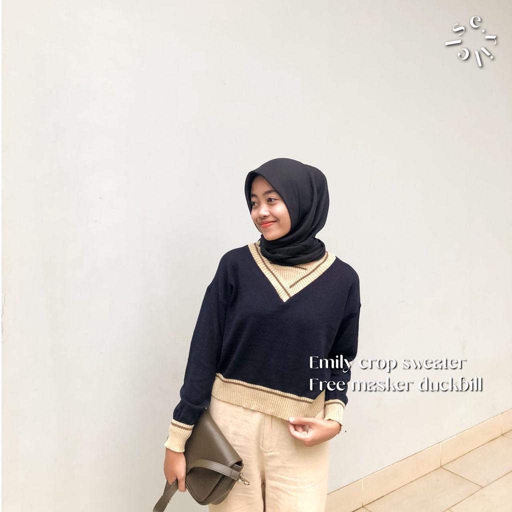 Emily Crop Sweater | Sweater Rajut | Sweater Rajut Wanita | Sweater Wanita