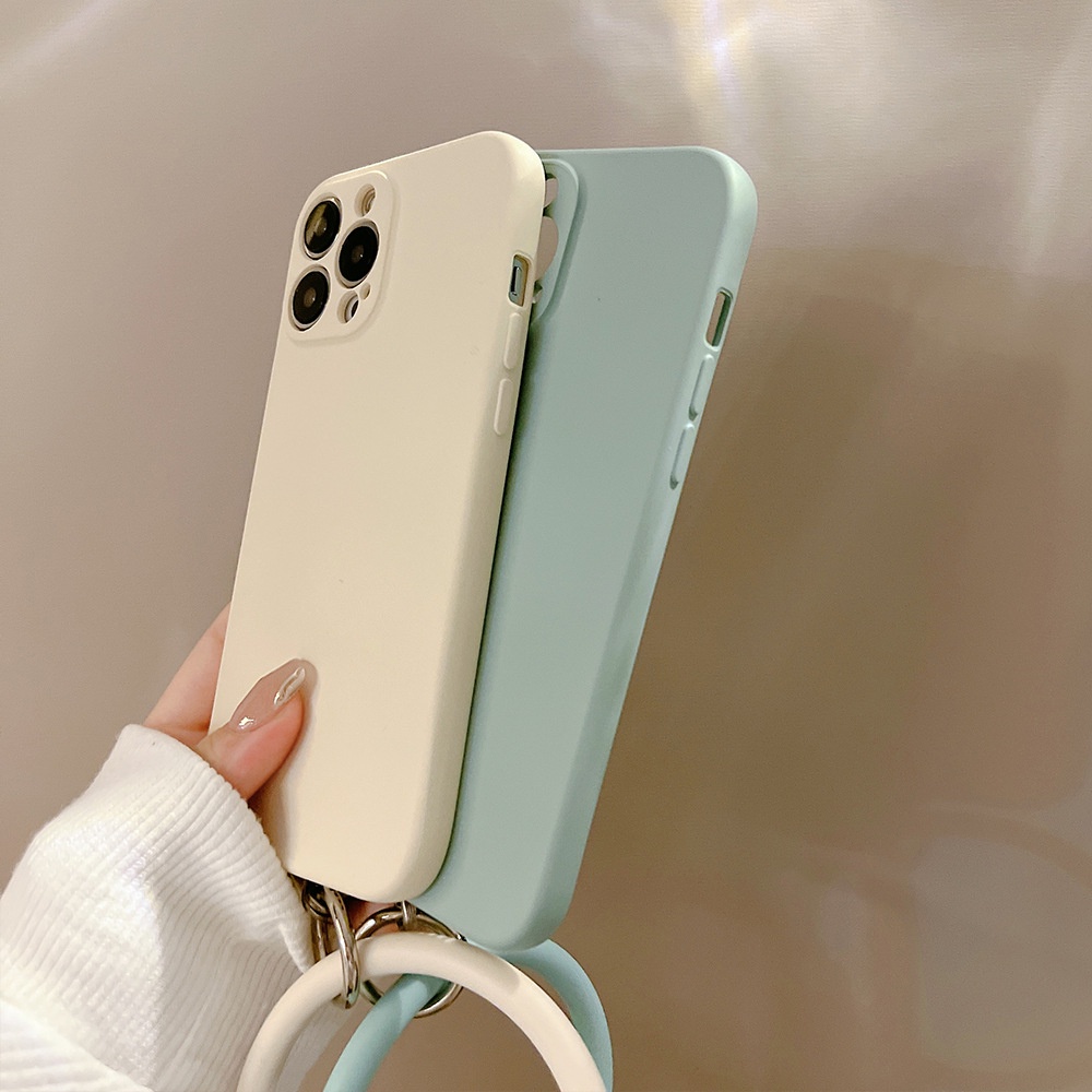 IPHONE Musim Panas Solid Warna Cahaya Perlindungan Penuh Casing Ponsel Cover Dengan Gelang Silikon Untuk Iphone7 8 PLUS X XR XS 11 12 13 14 MINI PRO MAX SE 2020