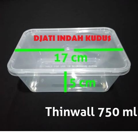 BARANG MURAH!!! Thinwal Rect 750ml 25 psc /Food Container Box Tempat Makanan Plastik Thinwall 750ml