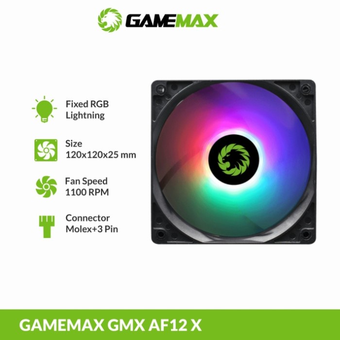 Fan Gamemax GMX-AF12X 12cm RGB FIXED kipas casing komputer desktop