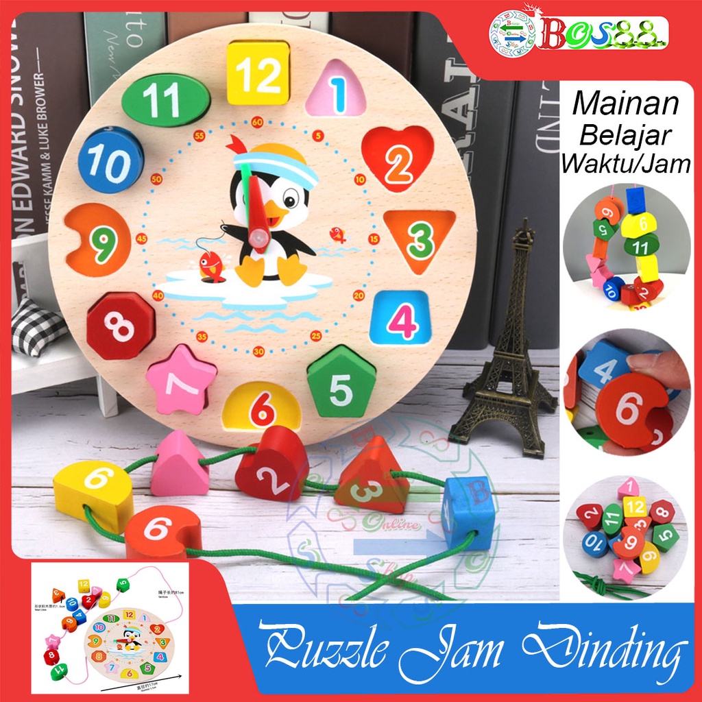 Puzzle Jam Kayu Dinding - Mainan Edukasi Anak Belajar Mengenal Waktu