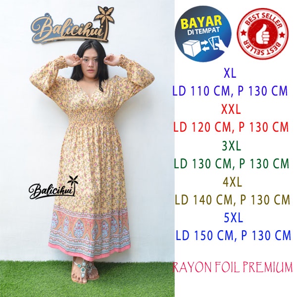 Balicihui Long Dress Jasmine Premium Long Dress Jumbo Big Size Plus Size Premium Dress with Premium Rayon Foil