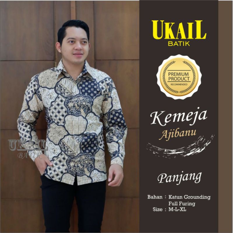 Kemeja Batik Exclusive Warna Putih Mocca Batik Lapis Furing Terbaru Batik Pria Terbaru AJIBANU