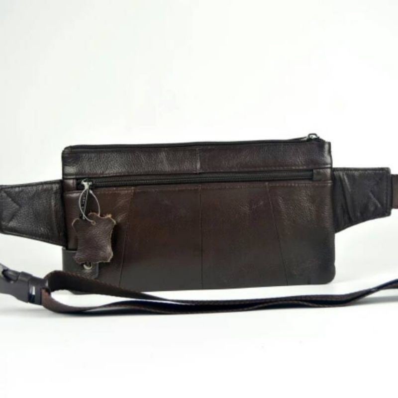 Waistbag kulit sapi original tas pinggang santai leather pria/wanita