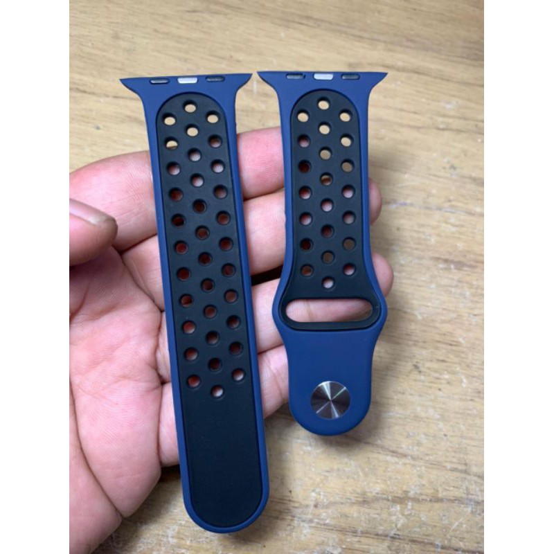 Strap Tali apple watch ruber iwatch blue+black 42/44 mm kwalitas top