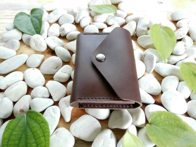 Dompet Kartu Pria Muat 30 Slot Kartu Lipat Dua Bahan Kulit Asli