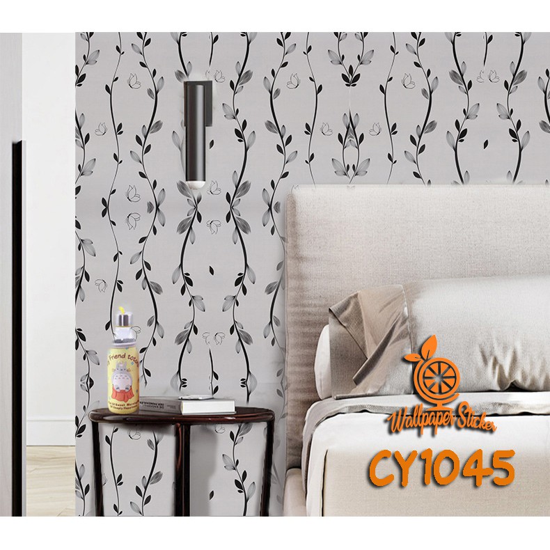 Wallpaper dinding 3d kamar tidur / Wallpaper dinding kamar anak wallstiker Ulir Daun Cy1045 Uk 45Cmx9.5M Hiasan Dinding