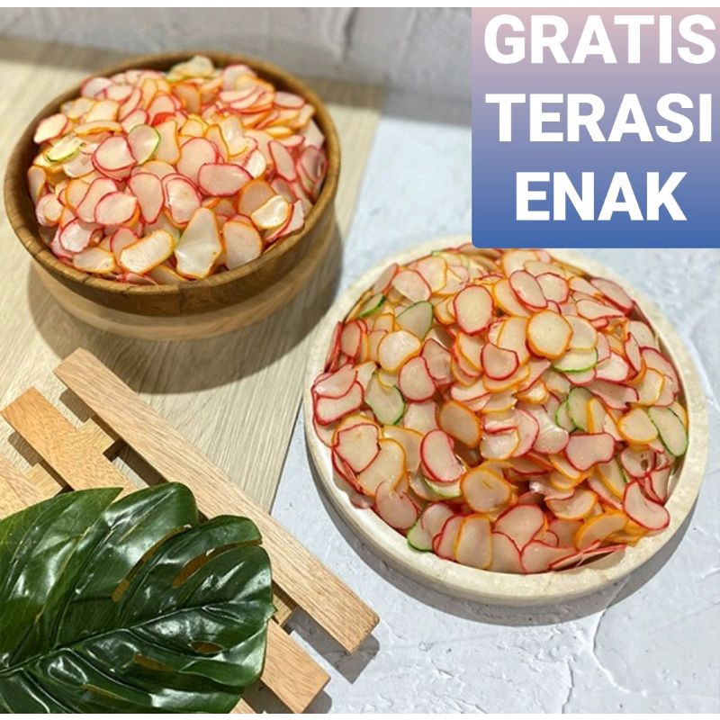 

KERUPUK BAWANG KANCING SUPER WARNA WARNI MENTAH 250g GRATIS terasi khas Cirebon ENAK