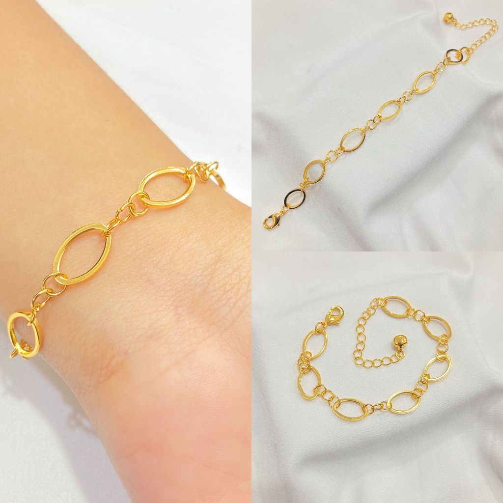Gelang Wanita Rantai Polos Xuping Lapis Emas Aksesoris Perhiasan-3