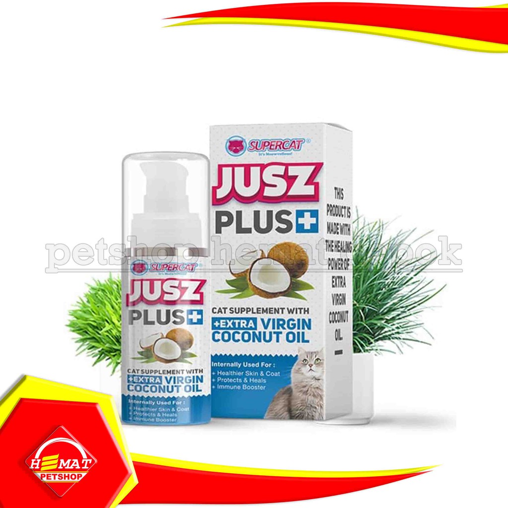 Jusz plus 60 ml Vitamin cat dog suplement Kucing Anjing nafsu makan VCO virgin coconut oil