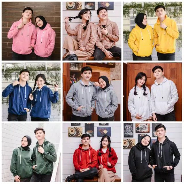 SWEATER HOODIE POLOS NATURAL BAHAN FLECE ALLSIZE